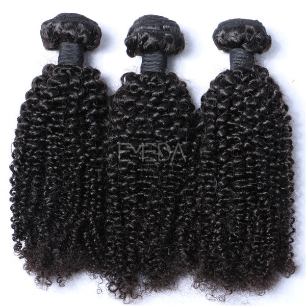 Indian kinky curly human remy hair sew in weaving weft YJ227